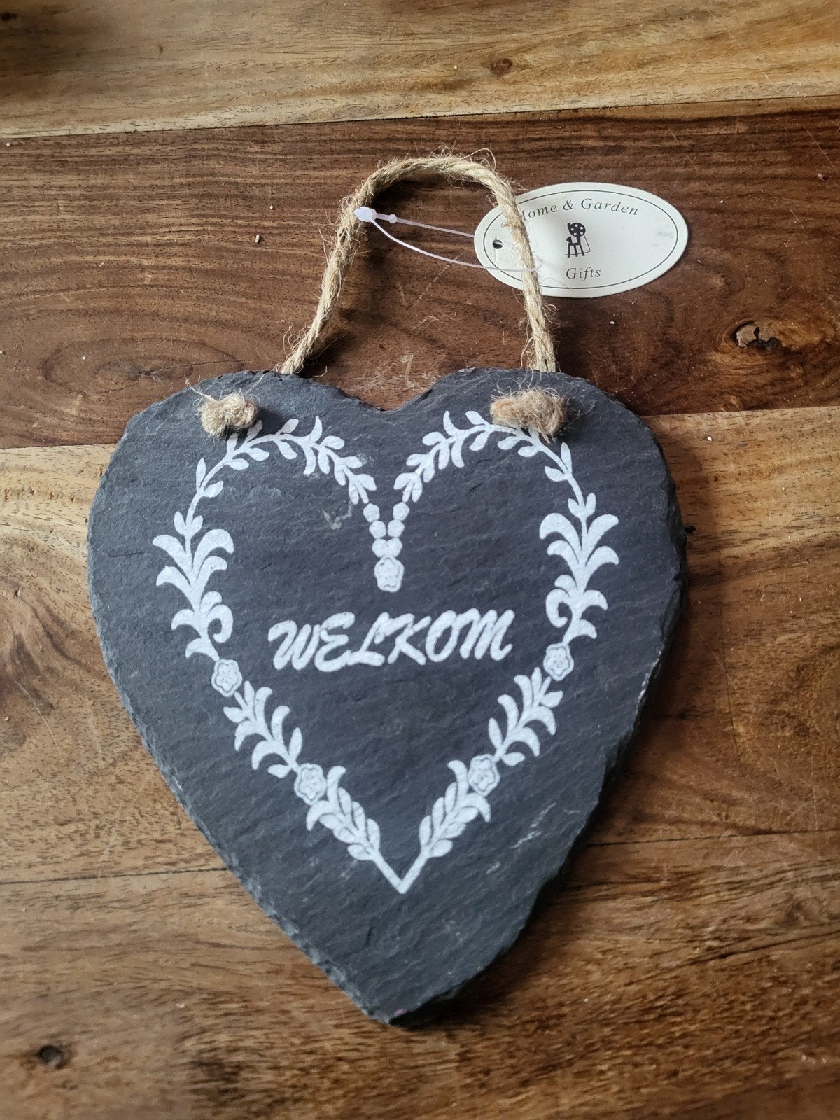 Sfeervol Leisteen Welkomsthart / Deurhanger "Welkom" (Nieuw), Huis en Inrichting, Nieuw, Ophalen of Verzenden, Grijs, Steen/keramiek