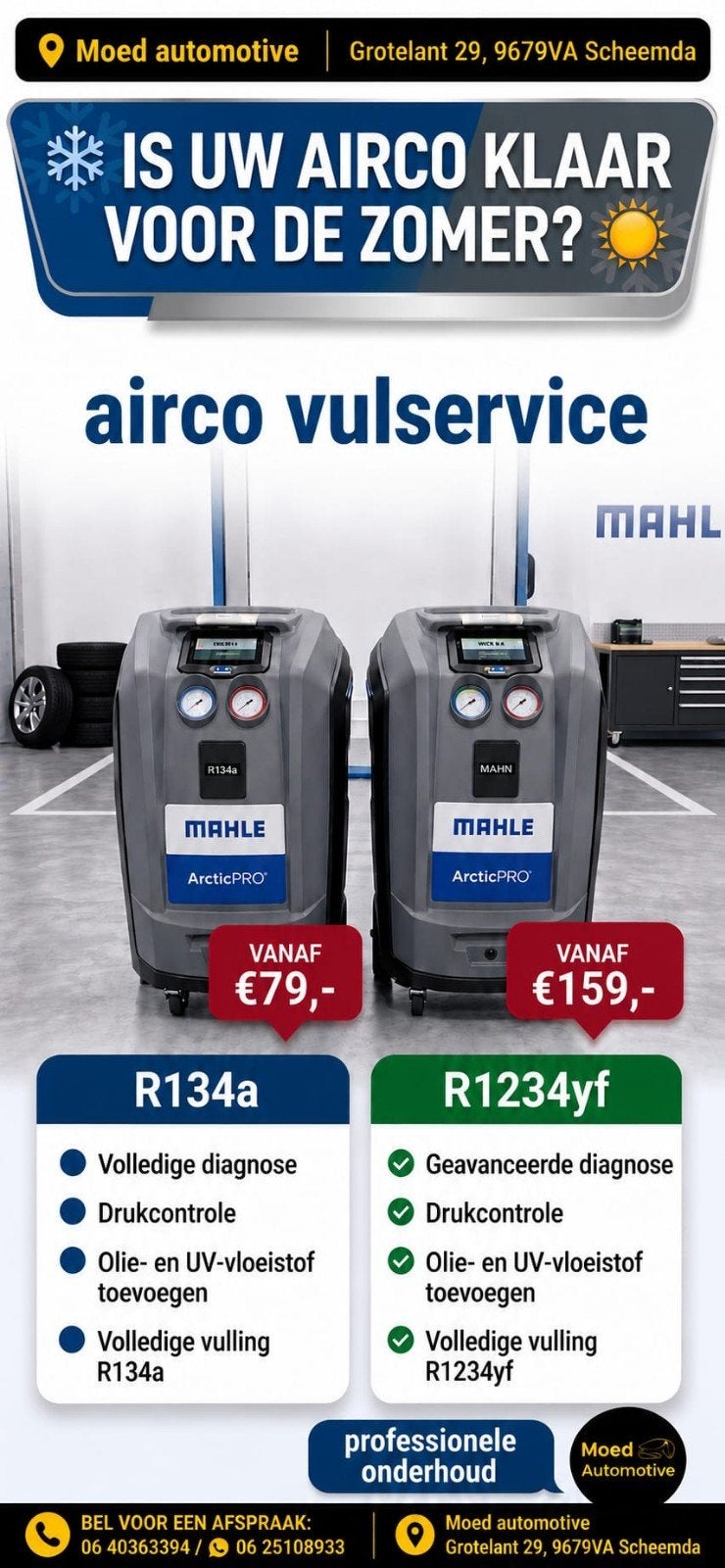 Airco Vulservice R134a en R1234yf - Moed Automotive, Auto-onderdelen, Airco en Verwarming, Ophalen of Verzenden, Nieuw, Universele onderdelen