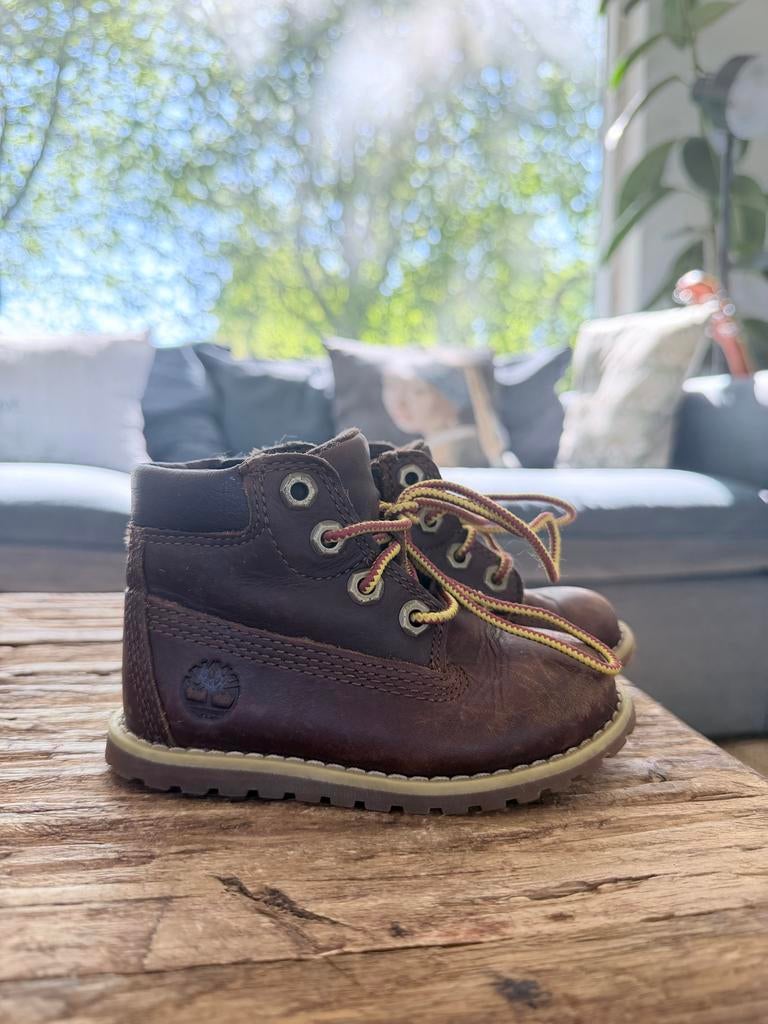 Timberland baby laarsjes - bruin maat 22, Ophalen of Verzenden, Gebruikt, Jongetje of Meisje, Laarsjes