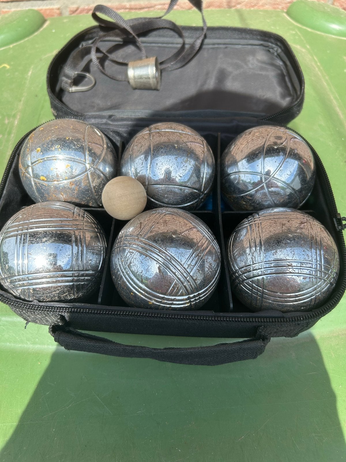 Petanque set met 6 ballen en butje in draagtas, Ophalen of Verzenden, Gebruikt