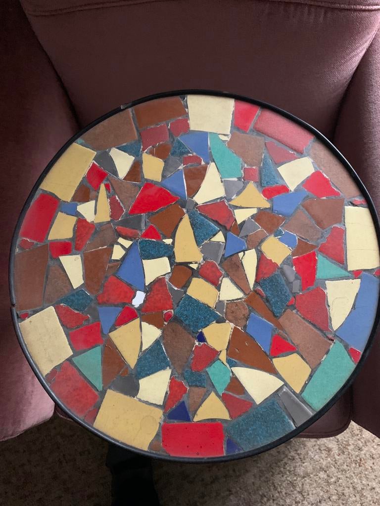 Vintage mozaïek bijzettafel, Antiek en Kunst, Antiek | Meubels | Tafels, Ophalen of Verzenden