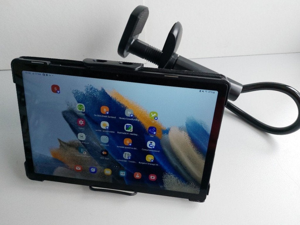 Bed Mobiele iPad-/Tablet-, gsm-houder met zwanenhals, 10 inch, Toestelbreedte van 11,5 tot 17,5 cm, Gebruikt, Bescherming voor- en achterkant