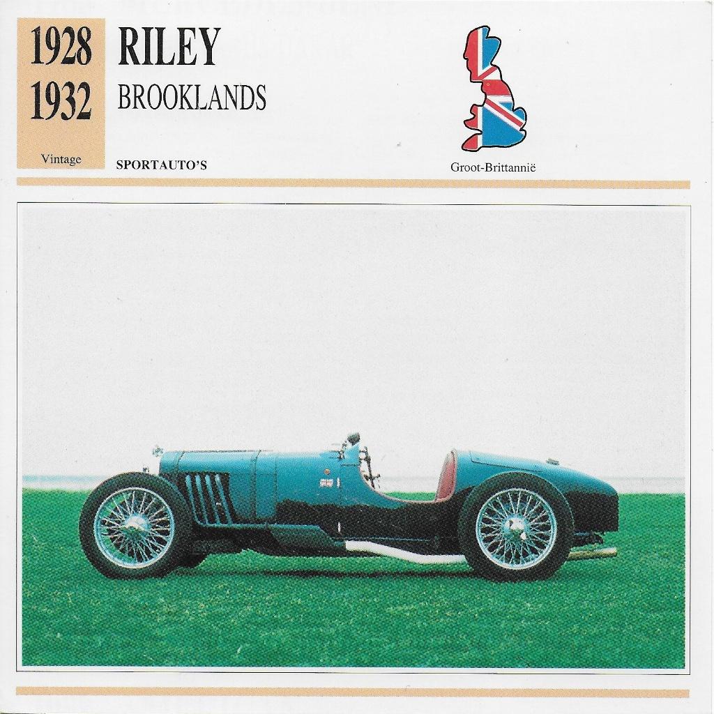 Ma648 autokaart riley brooklands (1928 - 1932 ), Ophalen of Verzenden, Zo goed als nieuw, Auto's