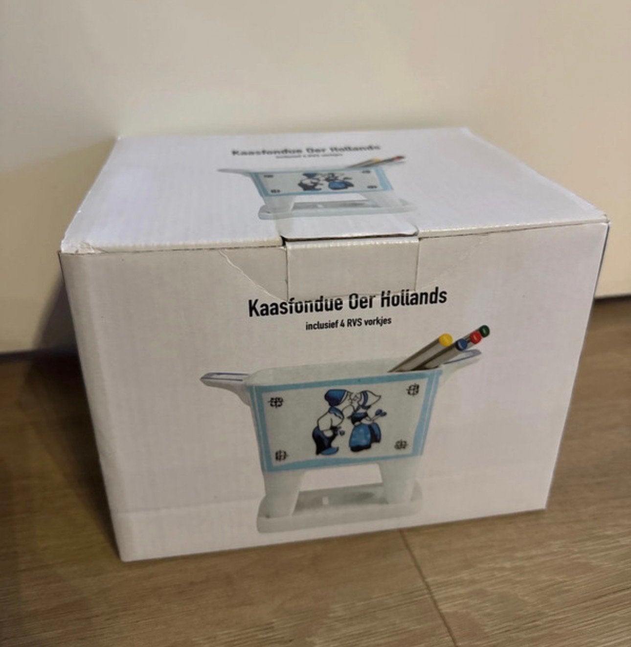 Nieuwe Kaasfondue Der Hollands met 4 vorkjes, Ophalen of Verzenden, Nieuw, Waxinelicht, Fondueset
