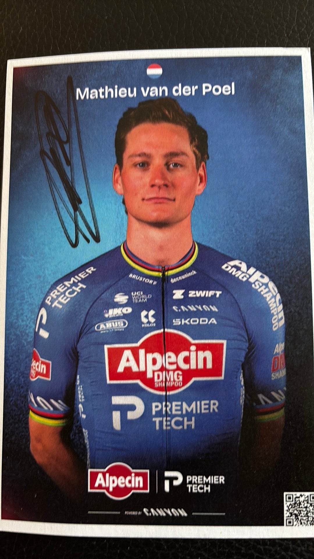 MATHIEU VAN DER POEL Wielrennen Tour ECHTE handtekening, Verzenden, Zo goed als nieuw, Overige sporten, Spelerskaart