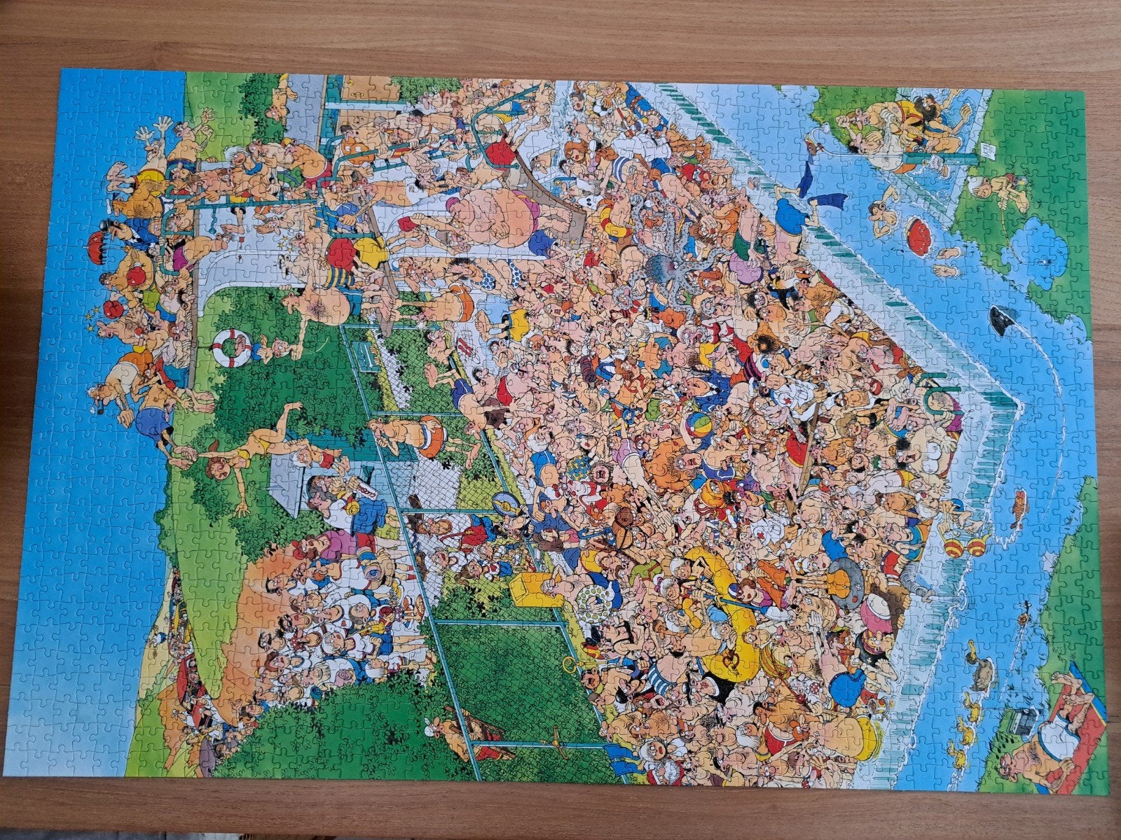 Jan van Haasteren Legpuzzel - Zwembad - 1500 stukjes, Ophalen of Verzenden, 500 t/m 1500 stukjes, Gebruikt, Legpuzzel