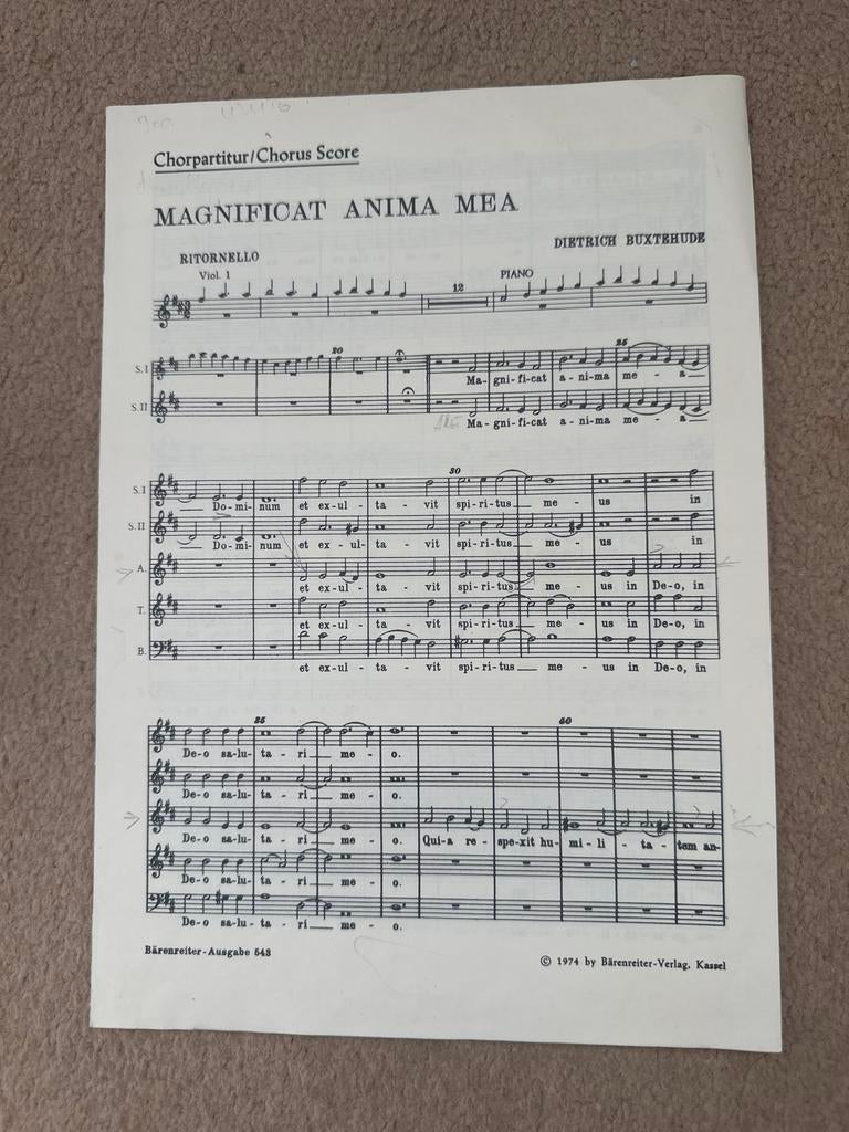 Magnificat Anima Mea - Dietrich Buxtehude (Koorpartituur), Ophalen, Gebruikt, Klassiek, Koor