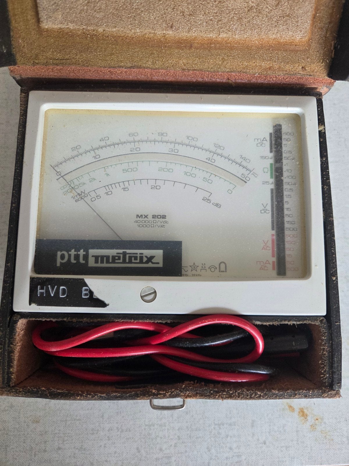 Vintage PTT Metrix MX 202 Multimeter in Leren Etui, Doe-het-zelf en Verbouw, Ophalen of Verzenden, Gebruikt, Multimeter