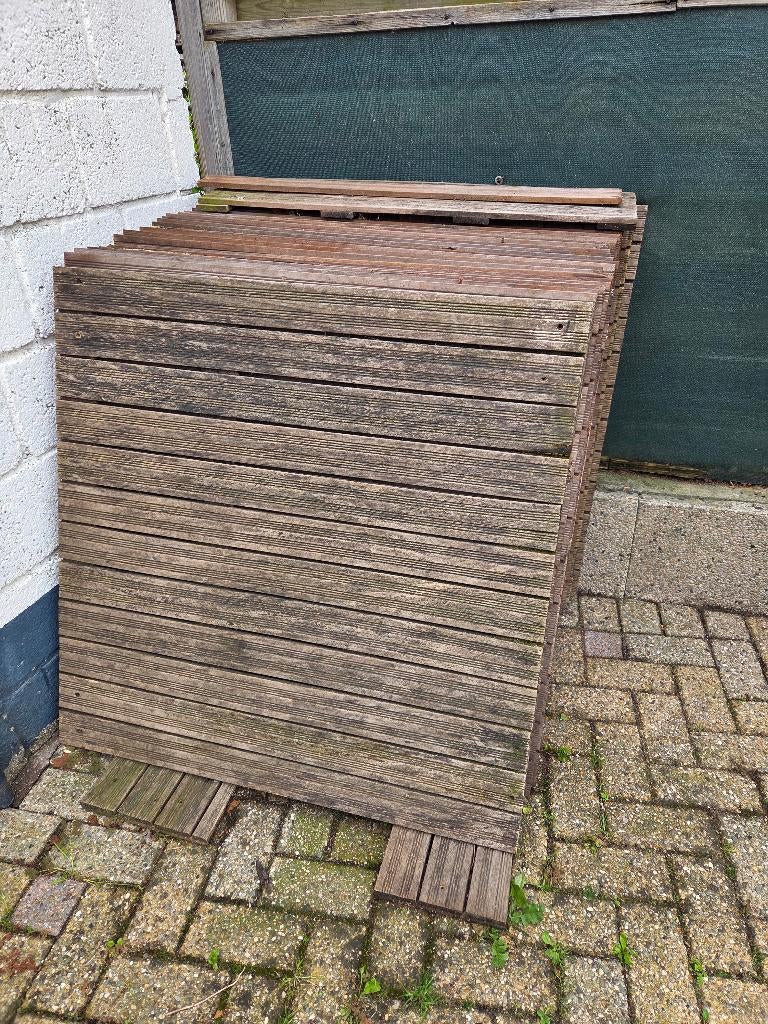 Hardhouten Vloervlonders, Tuin en Terras, Terrasdelen en Vlonders, Ophalen, Gebruikt, Hout
