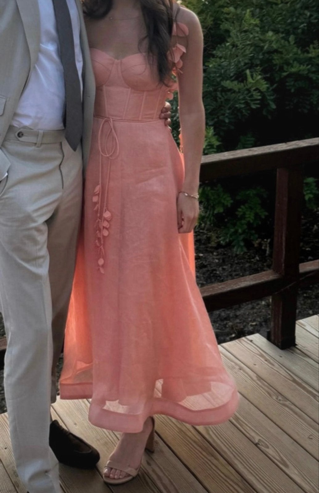 Zimmermann Coral Peach Corset Midi Dress – Size 2 (EU 38), Maat 38/40 (M), Nieuw, Ophalen of Verzenden, Roze
