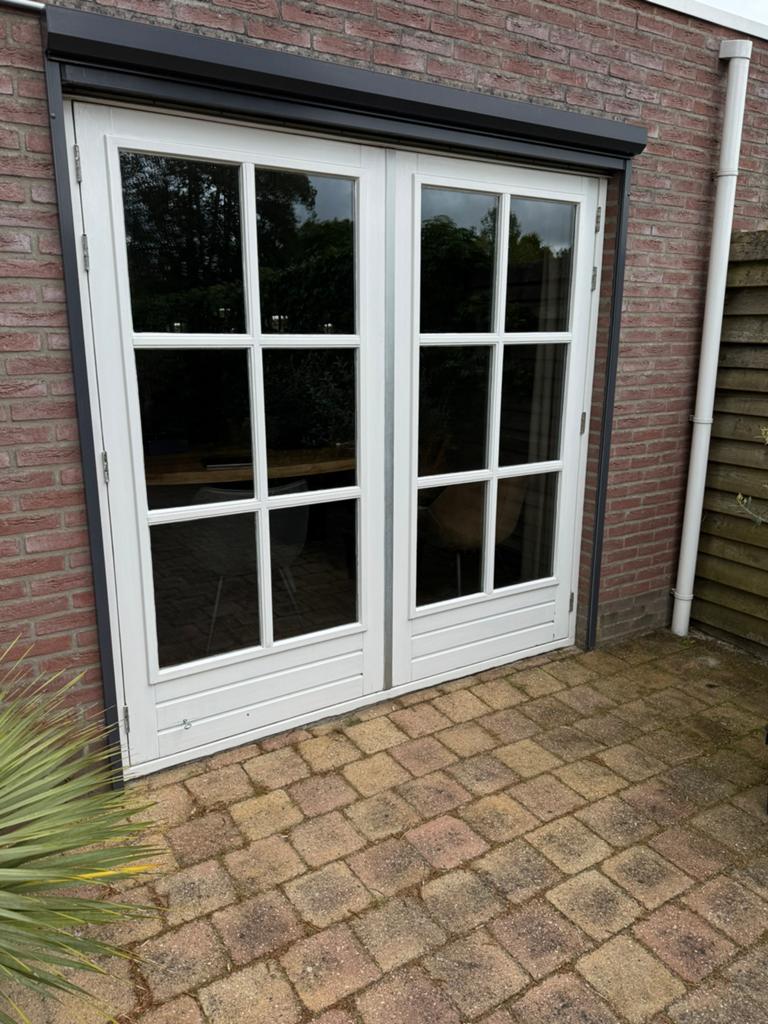 Dubbele tuindeuren  met dubbel glas en 6 vaksverdeling, Doe-het-zelf en Verbouw, Deuren en Horren, Gebruikt, Buitendeur, 200 tot 215 cm