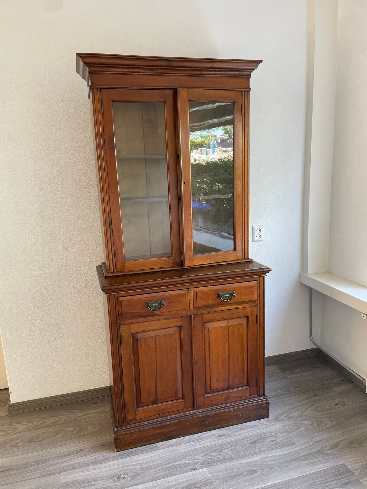 Vintage Victoriaanse houten kast, tweedelig, Antiek en Kunst, Antiek | Meubels | Kasten, Ophalen