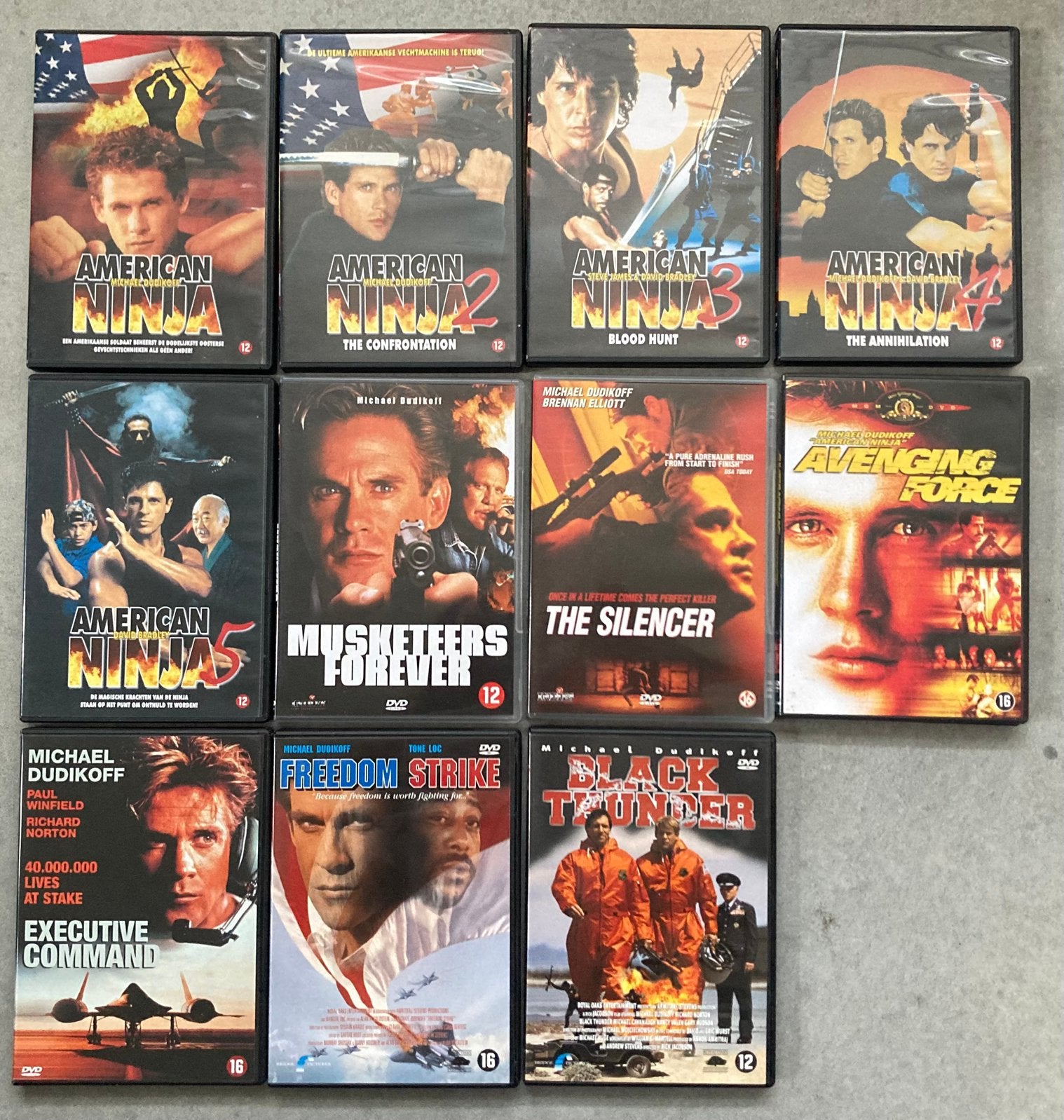 Dvd’s 11x michael Dudikoff - American Ninja, Vanaf 16 jaar, Ophalen of Verzenden, Zo goed als nieuw