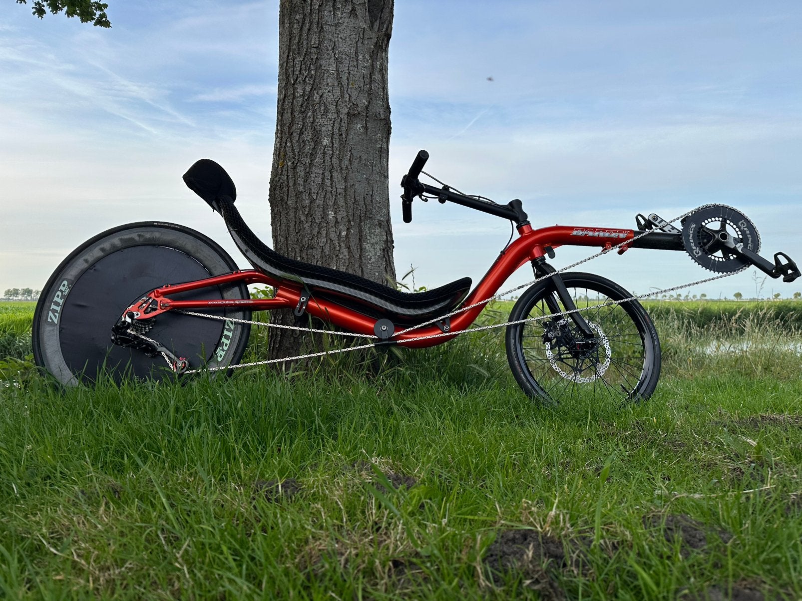 Baron Optima Ligfiets low racer, Gebruikt, Bovenstuur, Schijfrem, Ophalen