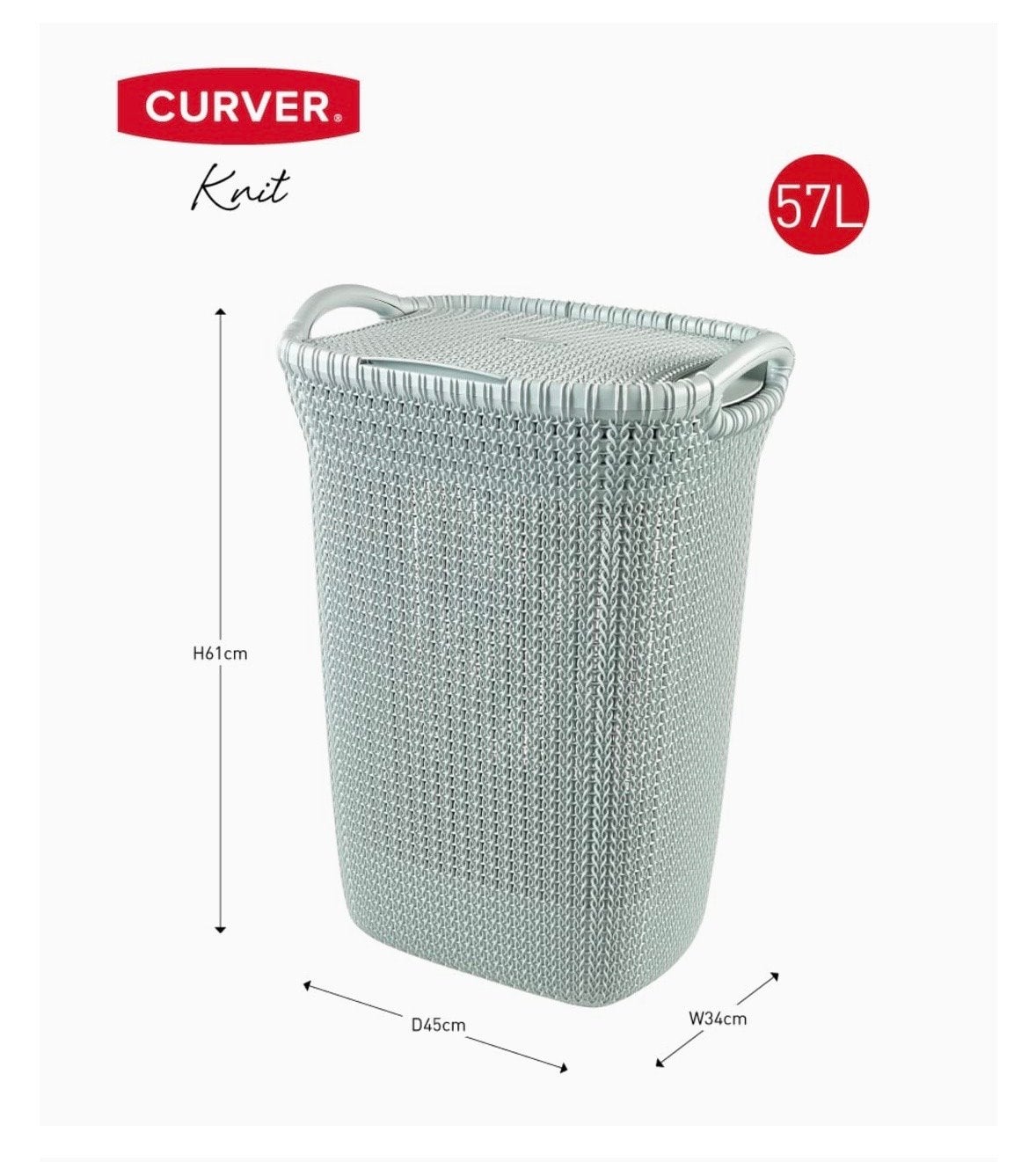 Curver Knit wasmand 57L - Grijs, Ophalen, Zo goed als nieuw