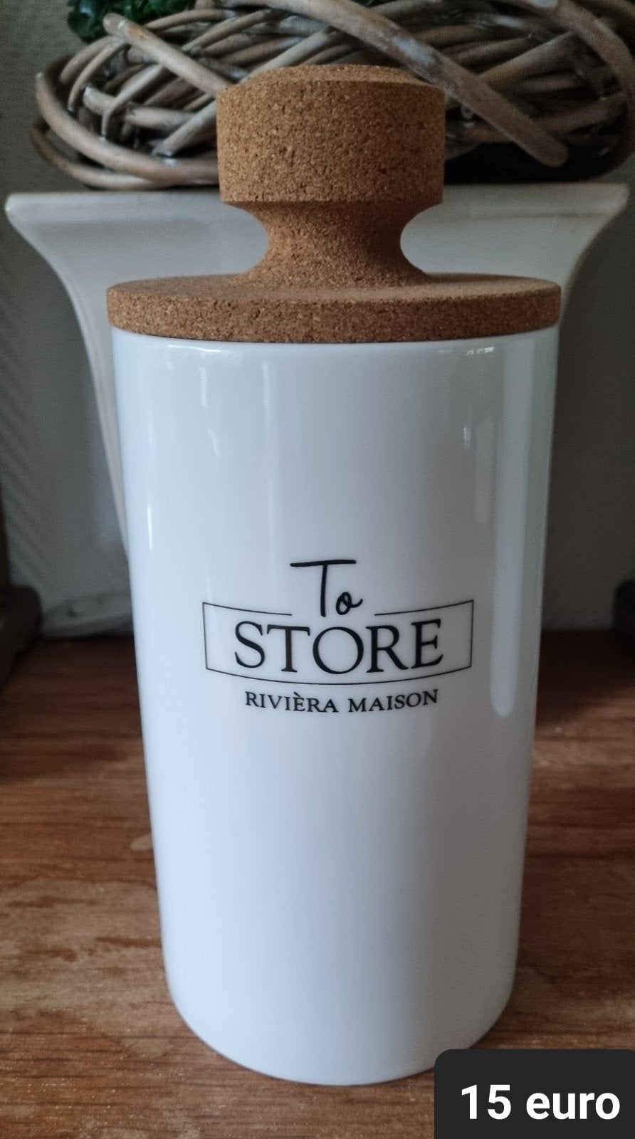Riviera maison voorraadpot To Store kurk wit, Ophalen of Verzenden, Zo goed als nieuw