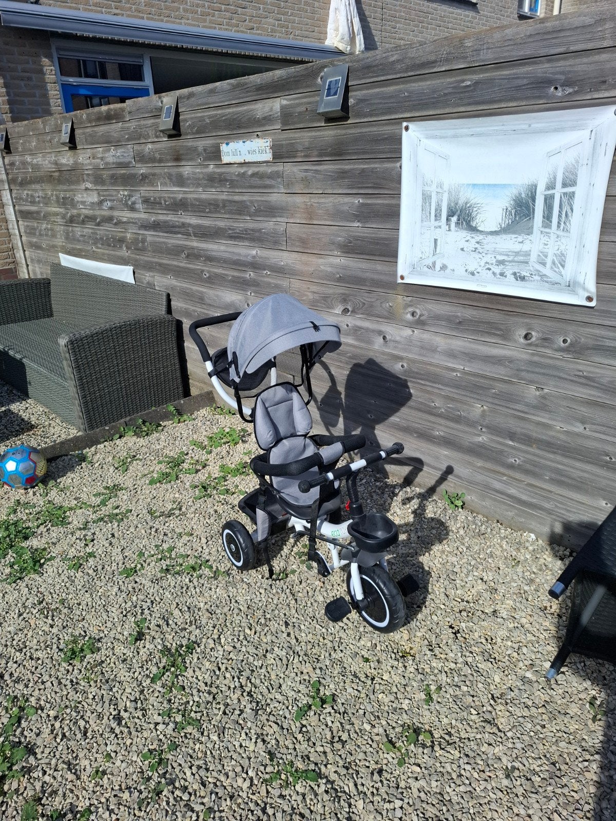 Ecotoys Driewieler Buggy - Grijs Zwart Wit, Ophalen, Nieuw, Overige merken, Verstelbare rugleuning
