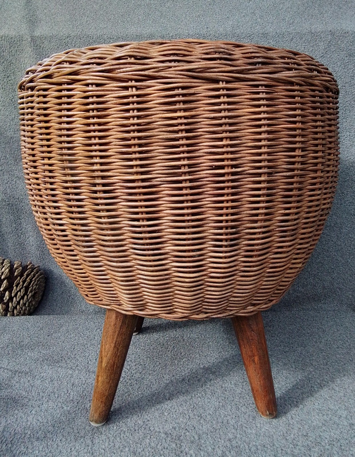 Stevige Rotan Poef/Kruk - 42cm Hoog, 40cm Doorsnee, Huis en Inrichting, Minder dan 50 cm, Gebruikt, Rond, Ophalen of Verzenden