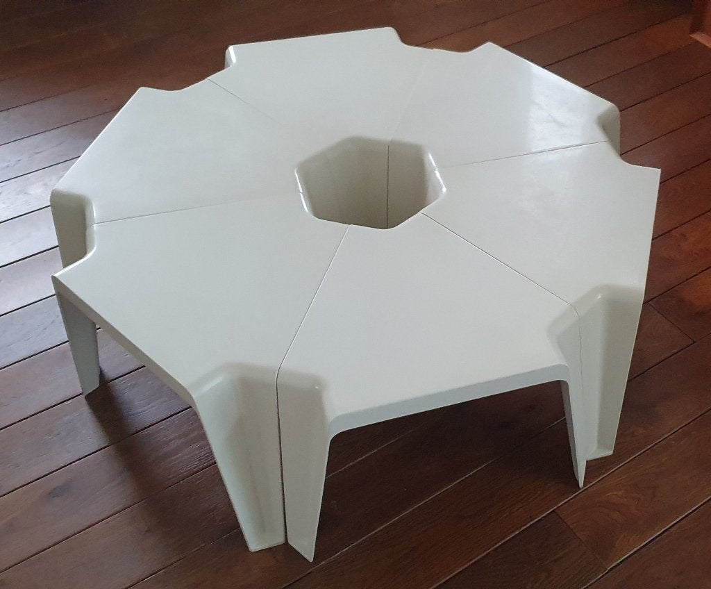 vintage salontafel bijzettafel space age design, Ophalen, Kunststof, Gebruikt, 100 tot 150 cm
