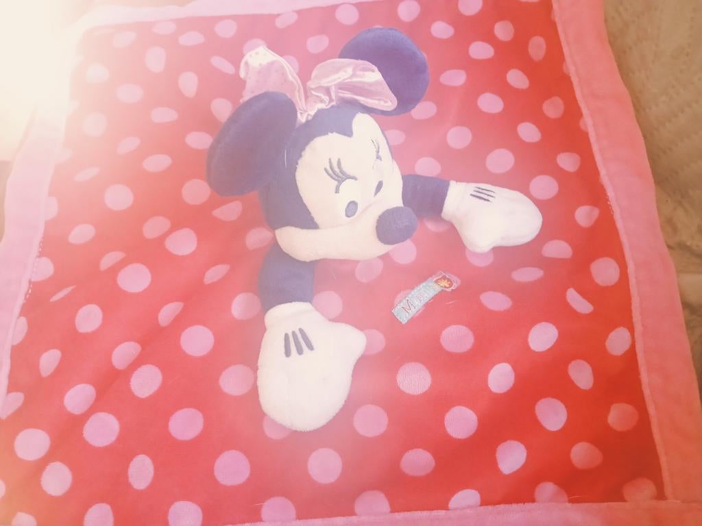 Minnie Mouse Knuffel op Rood Dekentje met Stippen, Kinderen en Baby's, Speelgoed | Knuffels en Pluche, Gebruikt, Overige typen