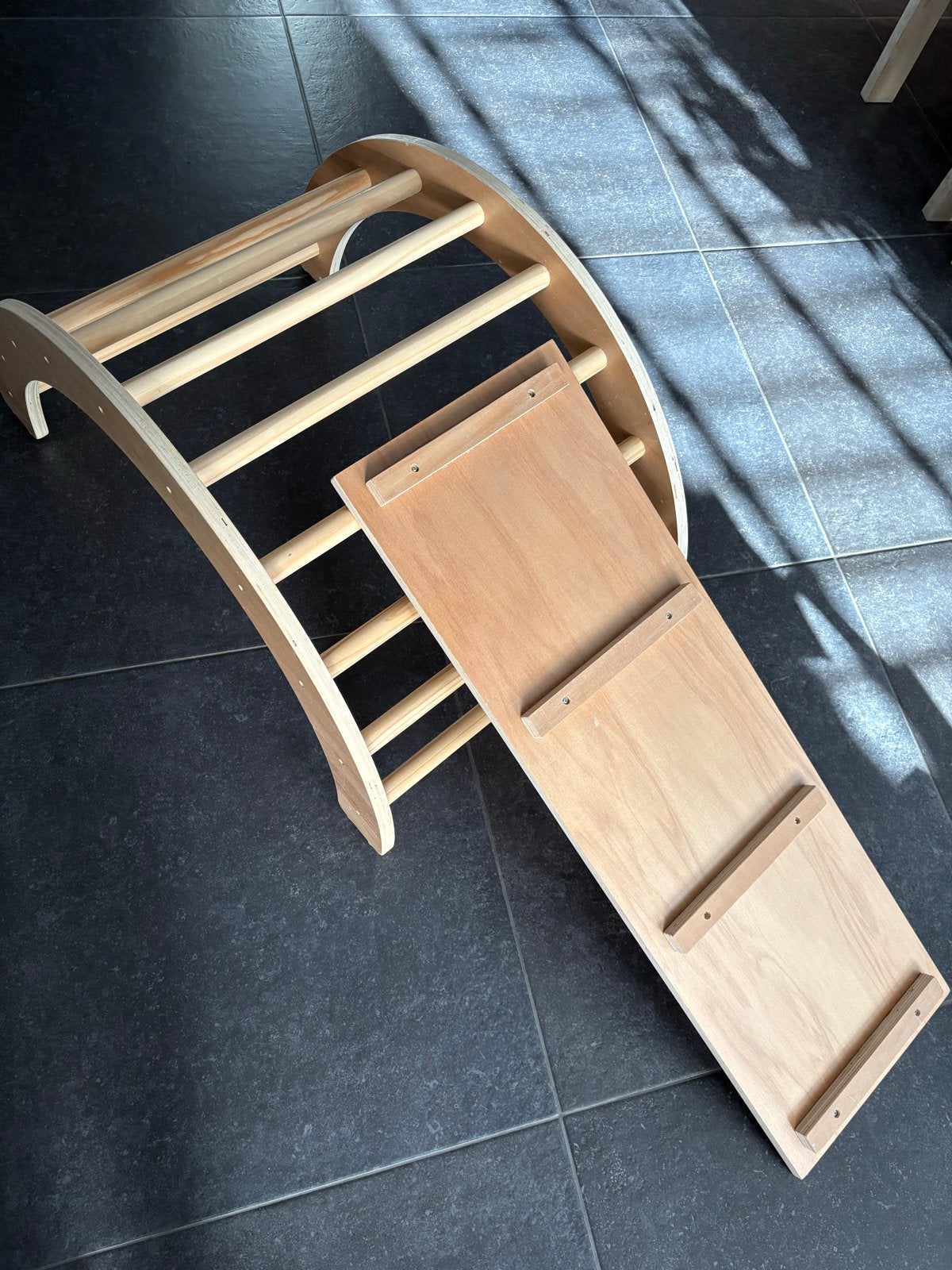 Houten klimrek met glijbaan voor kinderen, Ophalen, Gebruikt, Glijbaan