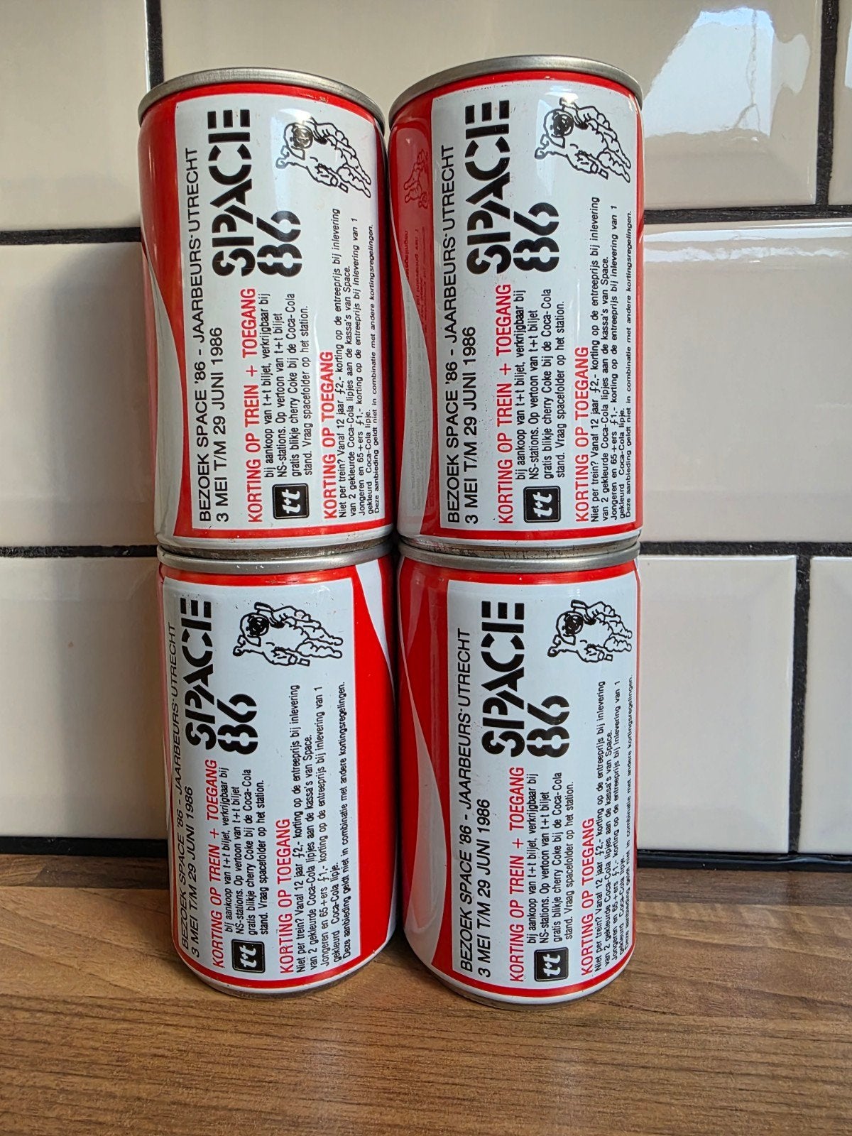 4x Vintage Coca-Cola blikjes Space '86 Utrecht, Verzamelen, Ophalen of Verzenden, Gebruikt