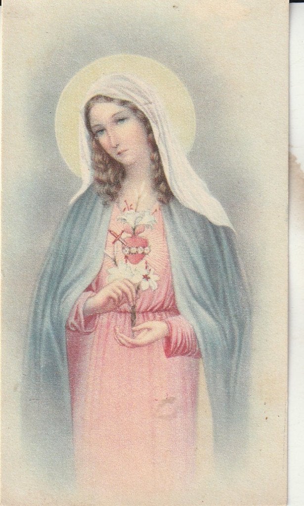 Heilige Maagd Maria prentje - Religieuze prent, Verzamelen, Ophalen of Verzenden, Gebruikt, Kaart of Prent, Christendom | Katholiek