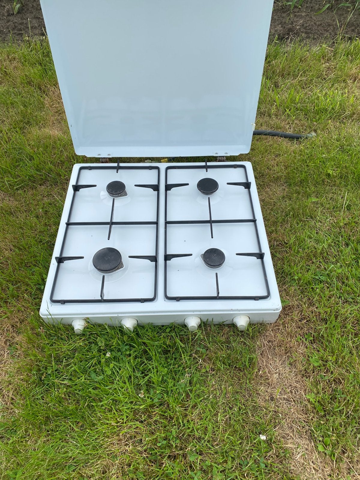 Wit gasfornuis 50x50 met 4 pitten - Werkt uitstekend, Ophalen, Gebruikt, Minder dan 85 cm, 4 kookzones