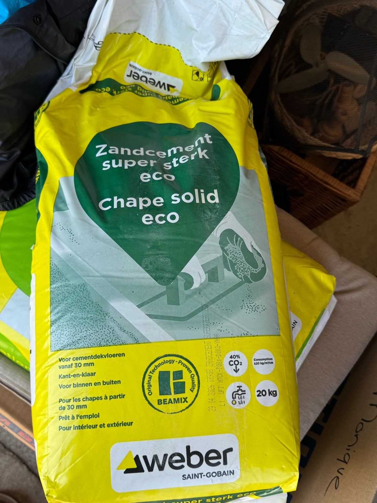 Weber Zandcement Super Sterk Eco Chape Solid 20kg, Ophalen, Nieuw