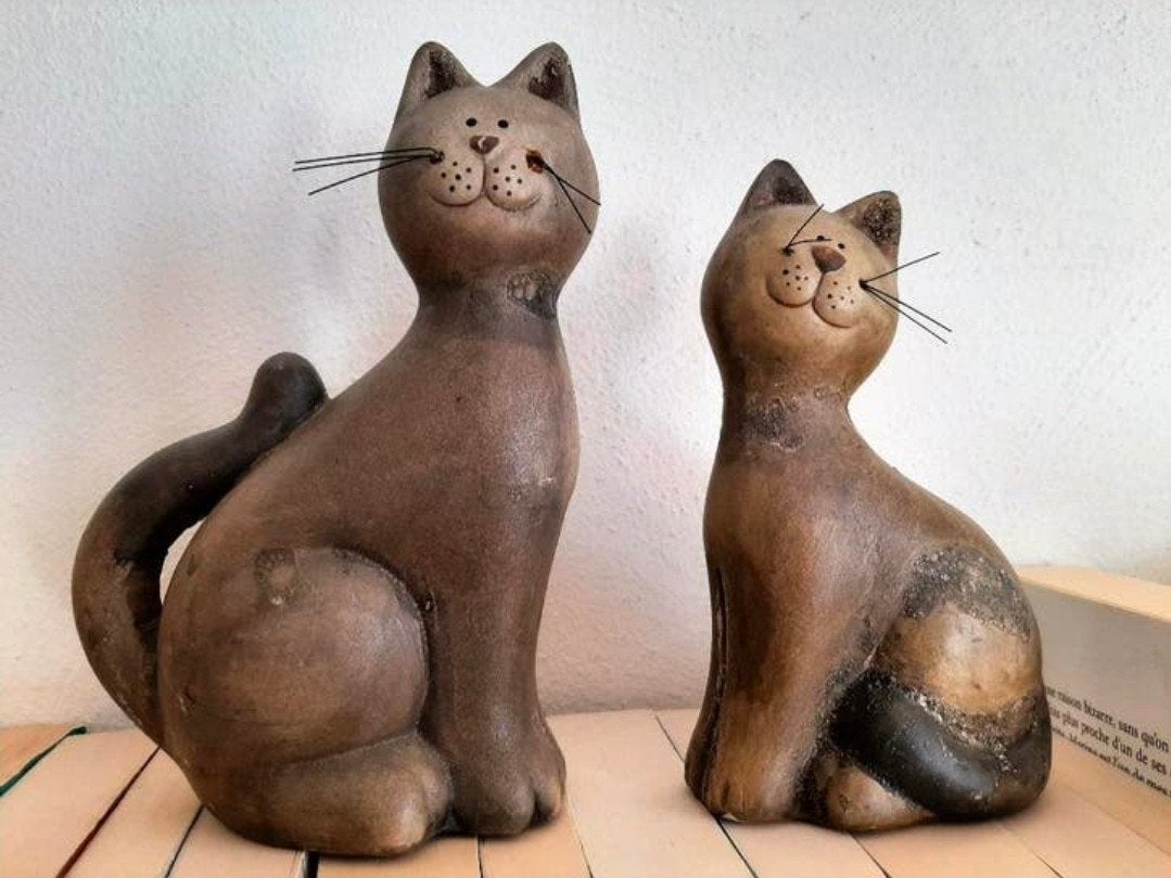 Terracotta poezen beeldjes, Ophalen, Zo goed als nieuw, Dier