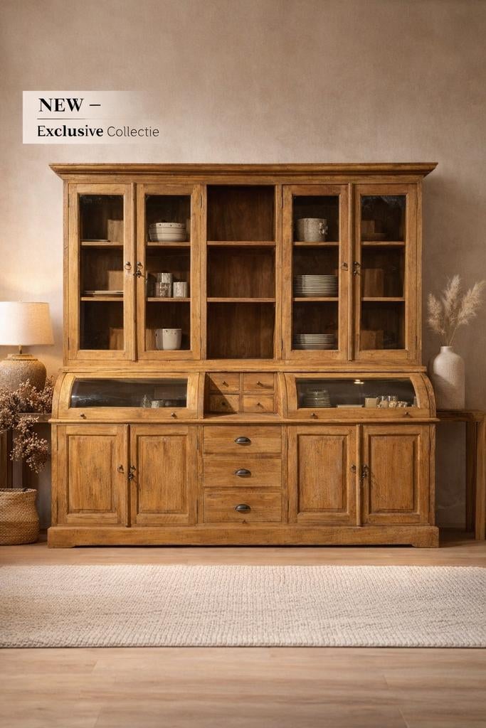 Buffetkast vitrinekast Grutterskast apothekerskast teakhout, Woonwinkel ff iets anders, 200 cm of meer, Teakhout, Nieuw