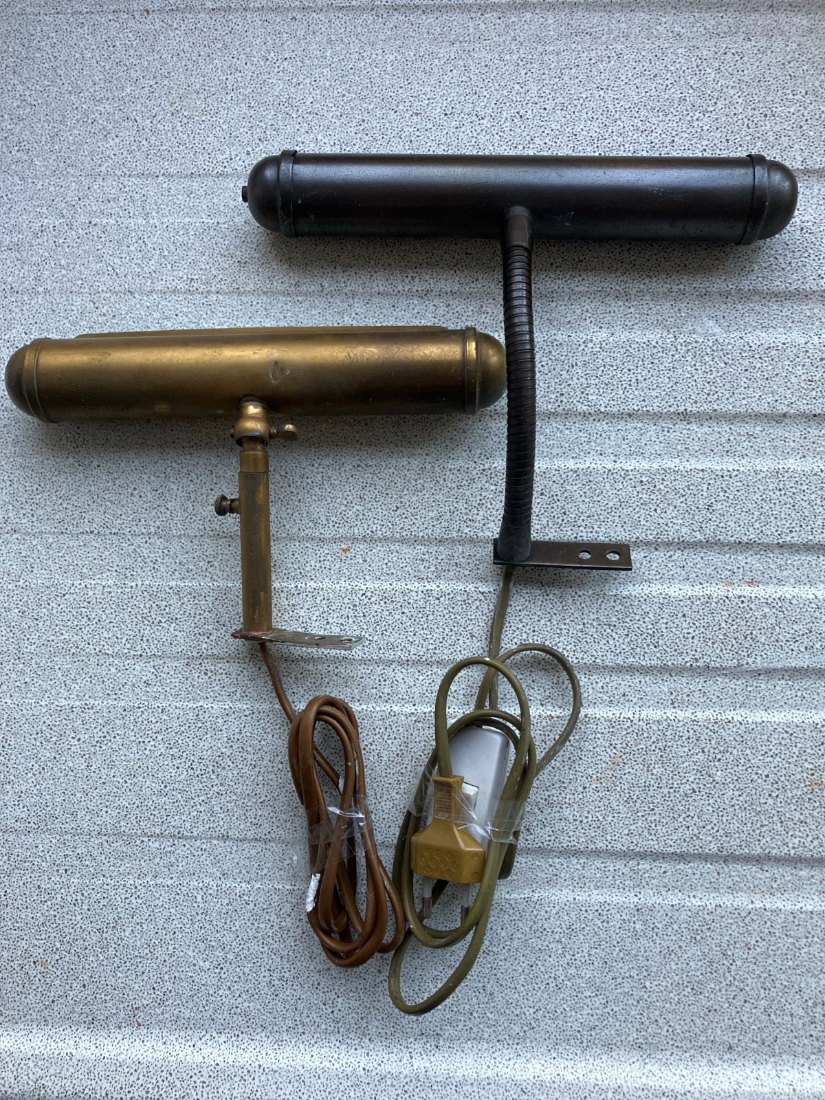 2 Vintage Piano/Schilderijlampen - Messing en Donkerbrons, Ophalen of Verzenden