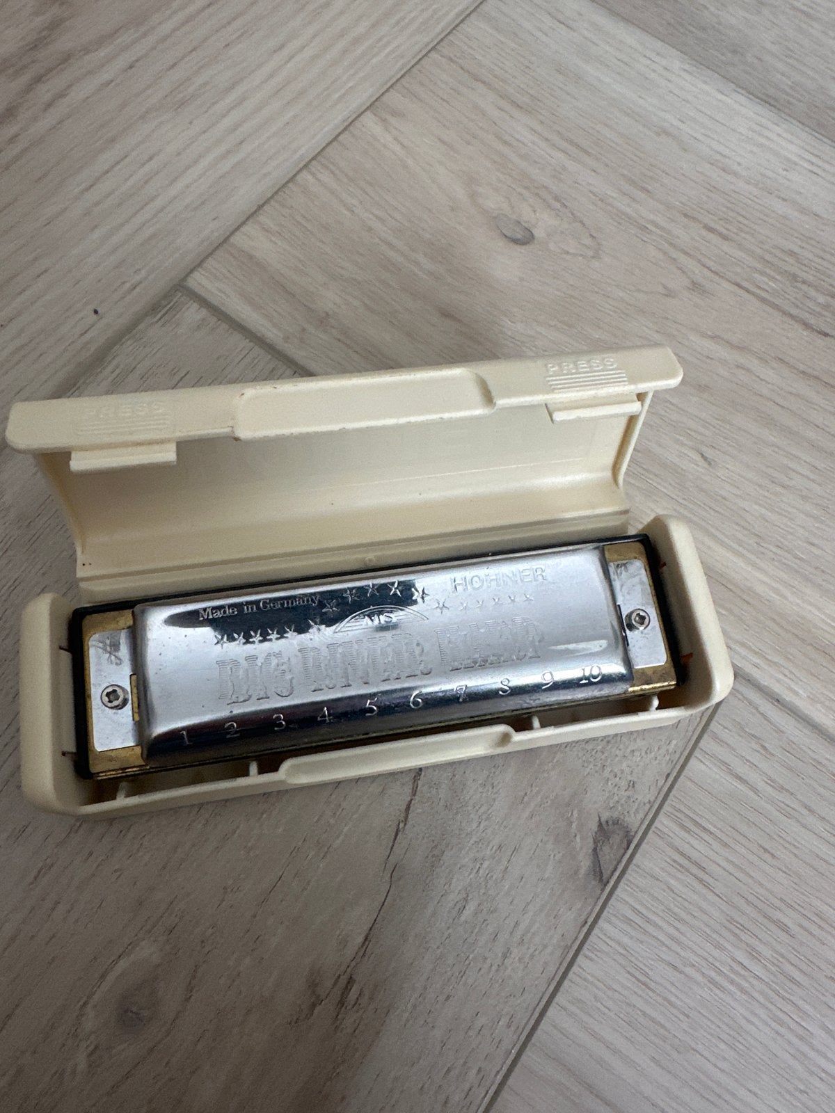 Hohner Big River Harp Mondharmonica met doosje, Gebruikt, Overige typen, Ophalen of Verzenden, Met koffer of doosje
