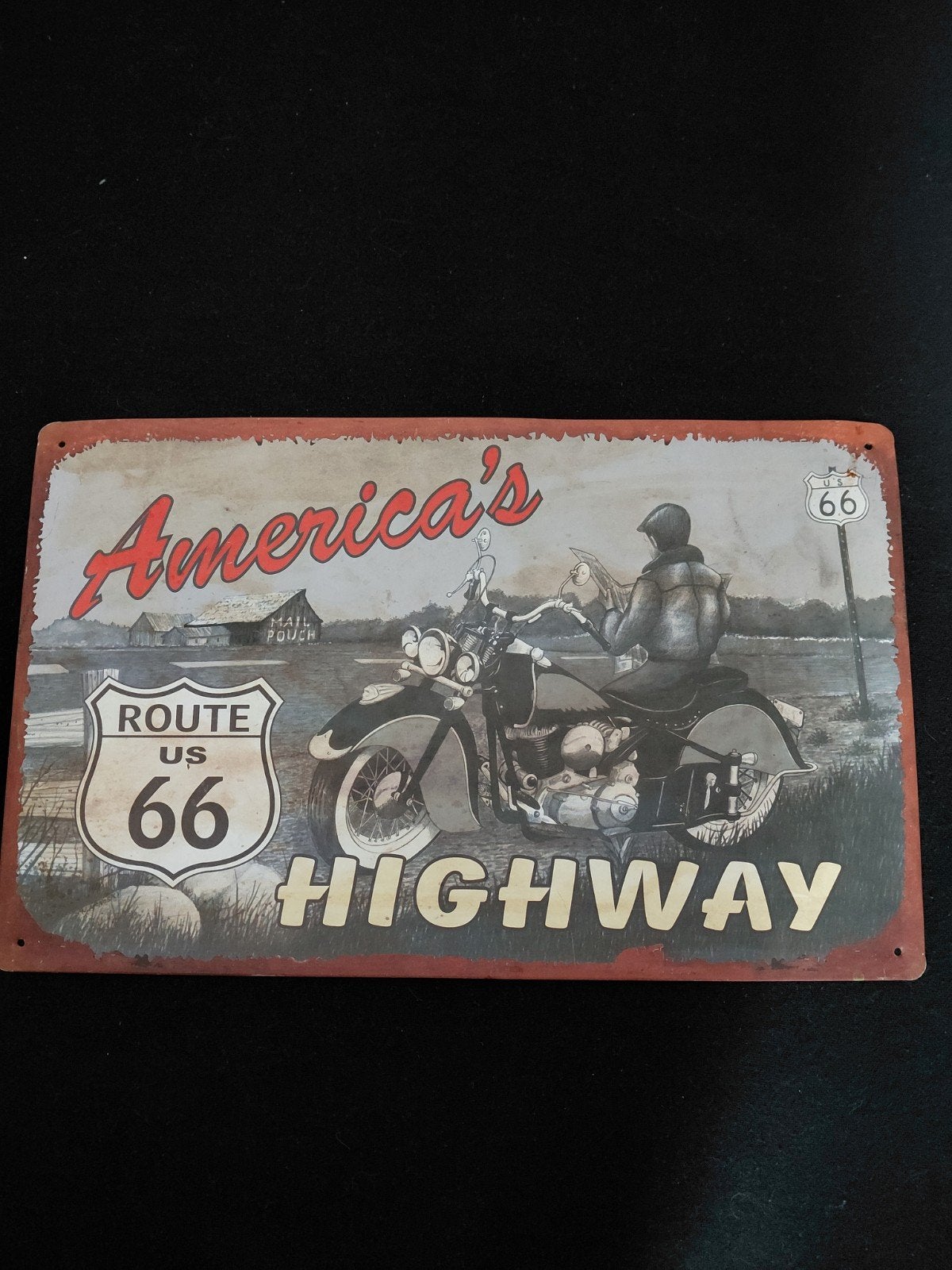 Metalen Route 66 Highway Reclamebord, Ophalen of Verzenden, Zo goed als nieuw, Reclamebord