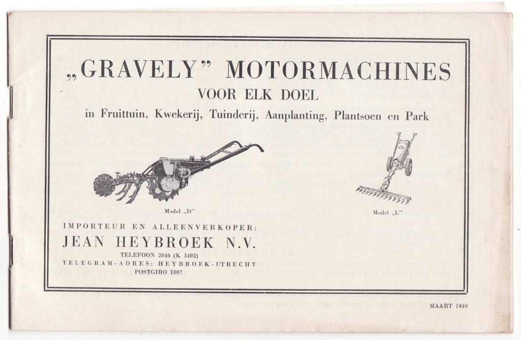 Gravely motormachines folder 1949 landbouwmachines, Verzenden, Gelezen, Folder