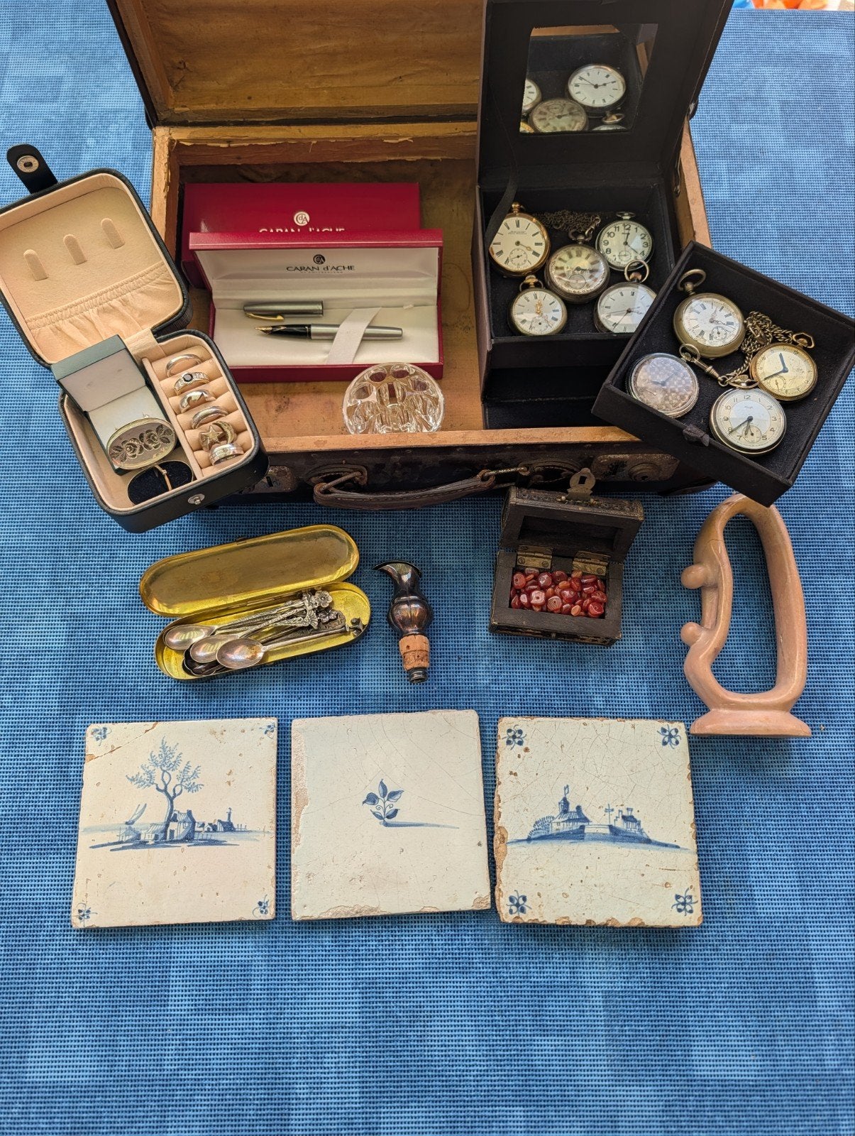 Verzameling zakhorloges, zilveren en gouden sieraden, Antiek en Kunst, Ophalen of Verzenden, Zilver