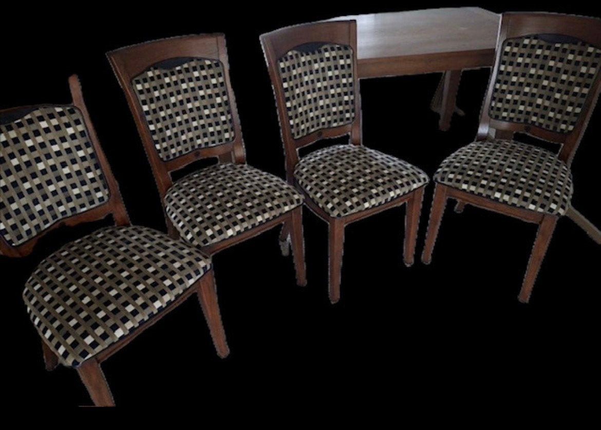 6 Bannink Jugendstil Kersenhouten Eetkamerstoelen, Huis en Inrichting, Stoelen, Ophalen, Bruin