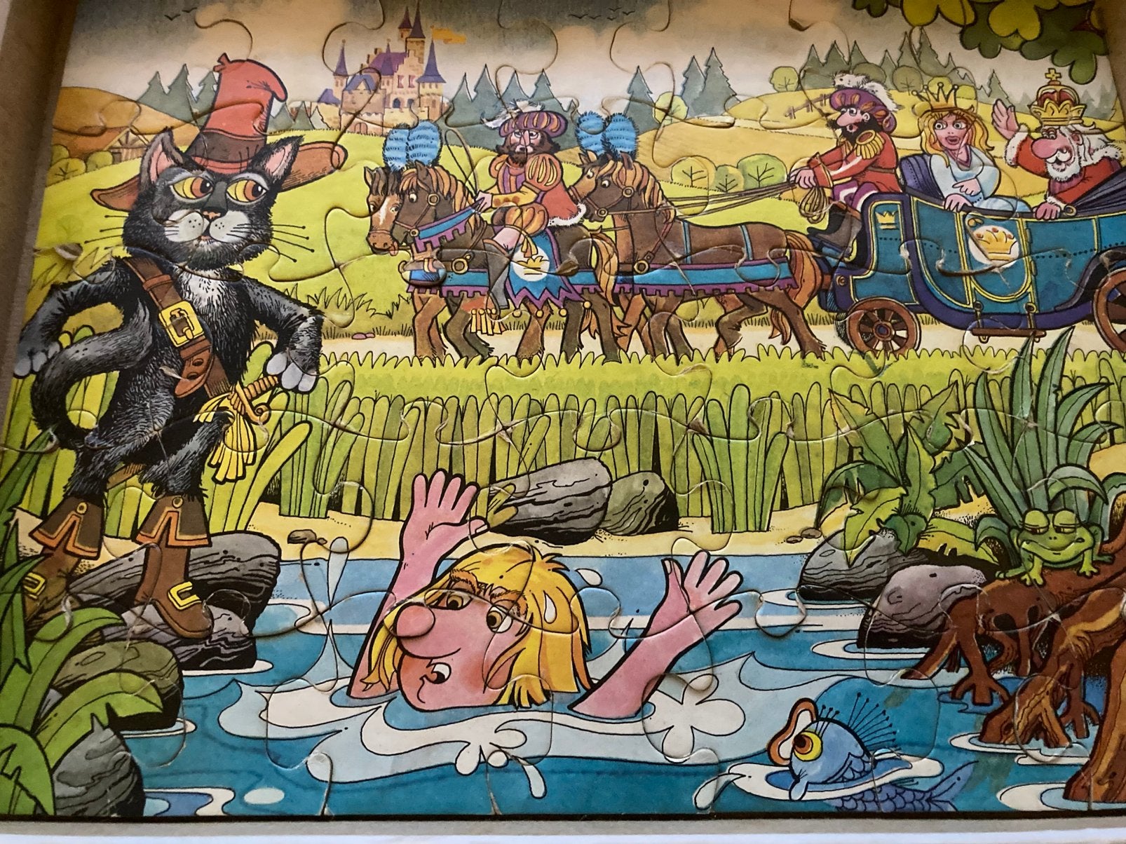 Puzzel de gelaarsde kat, Ophalen of Verzenden, Minder dan 500 stukjes, Zo goed als nieuw