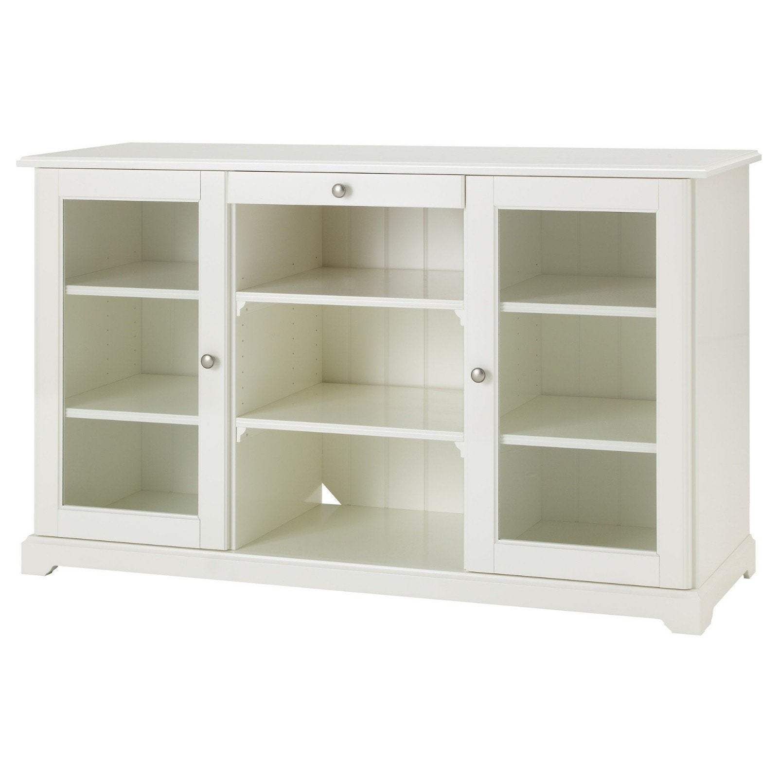 IKEA LIATORP Dressoir Kast - Wit met Glazen Deuren, Ophalen, Gebruikt, 150 tot 200 cm, Met lade(s)