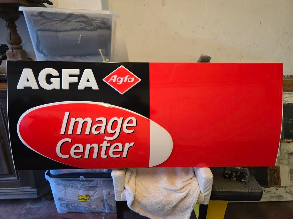 Agfa "Image Center" lichtreclame (160x65cm), Ophalen, Zo goed als nieuw, Reclamebord
