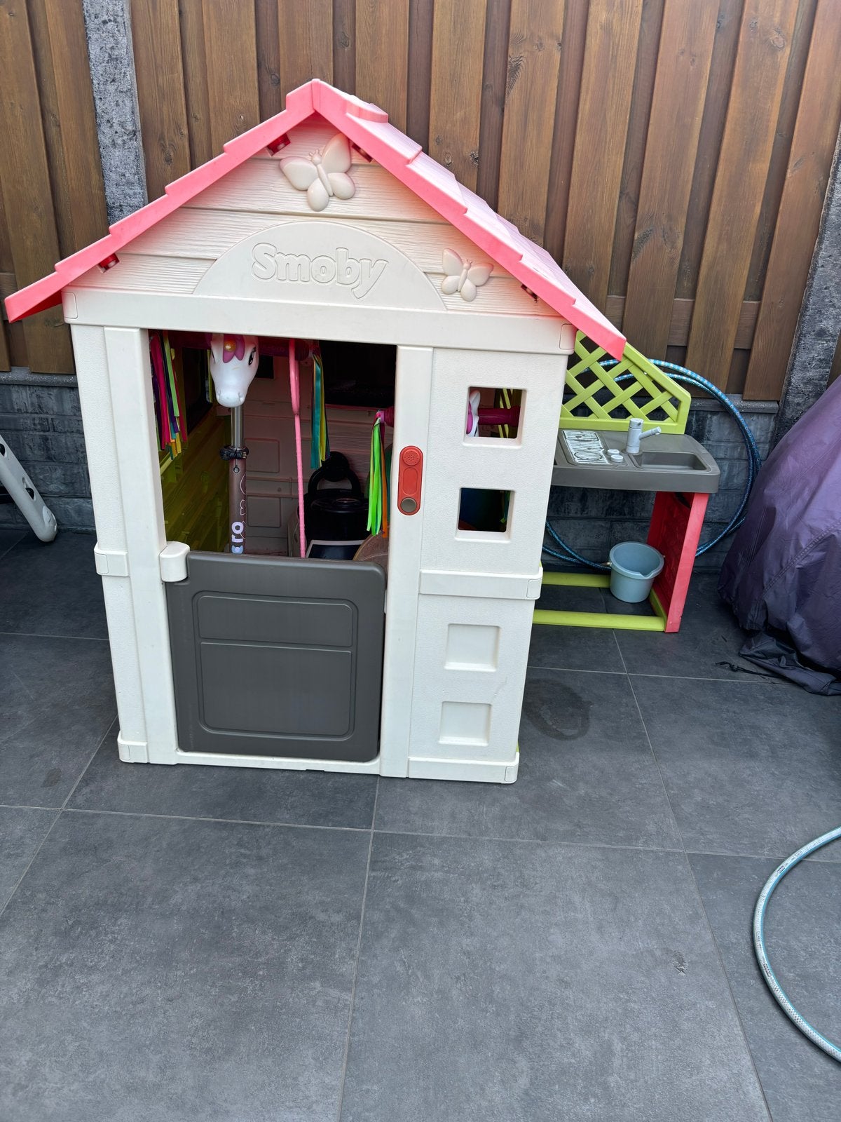 Smoby Tuinhuisje voor kinderen met keuken, Kinderen en Baby's, Ophalen, Gebruikt, Plastic