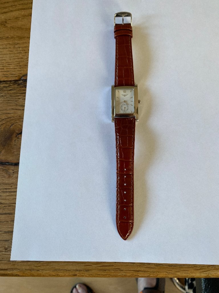 Horloge Longines met originele leren band, Overige merken, Leer, Staal, Polshorloge