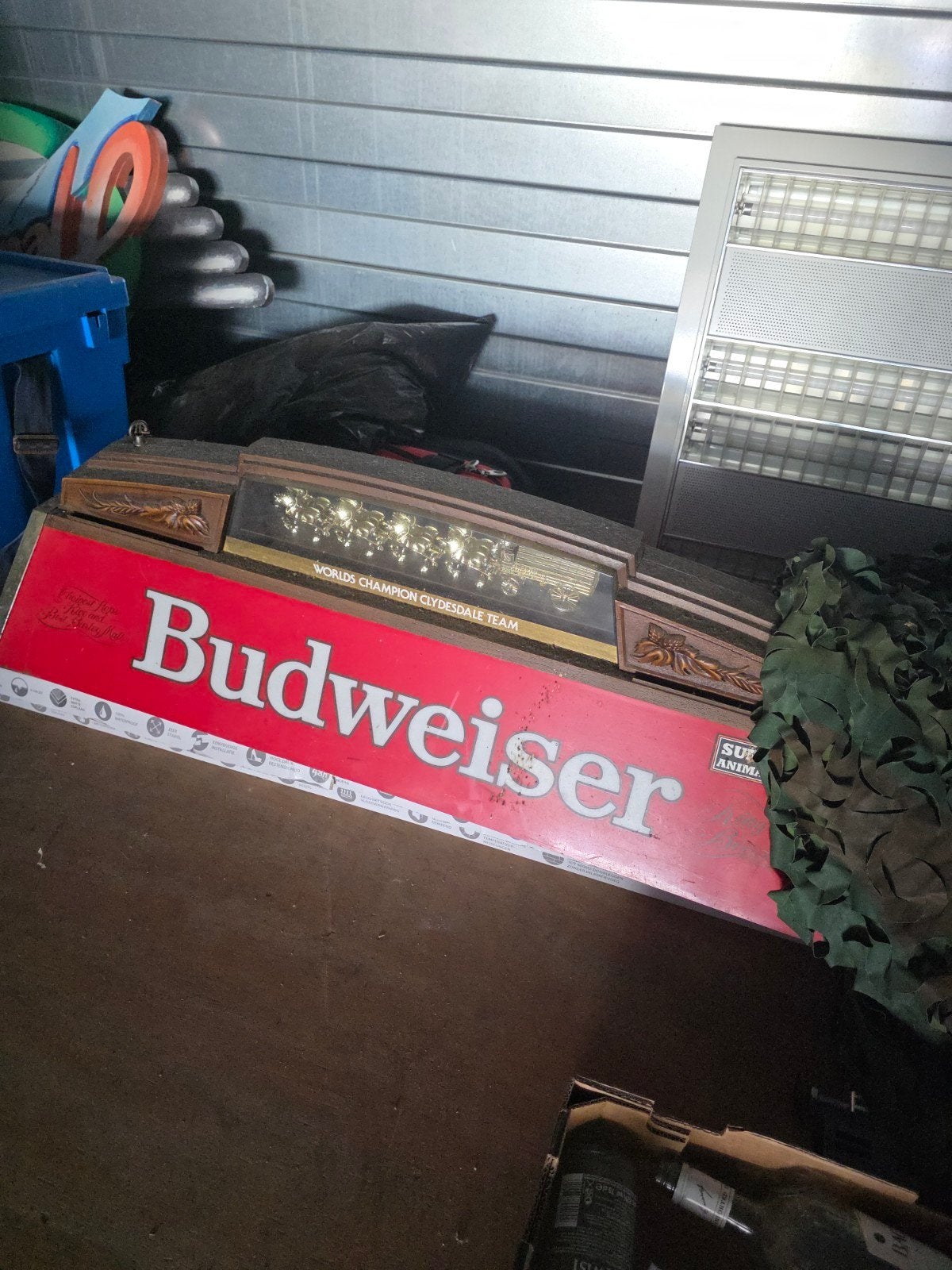 Budweiser Reclamebord met Verlichting - Vintage, Ophalen of Verzenden
