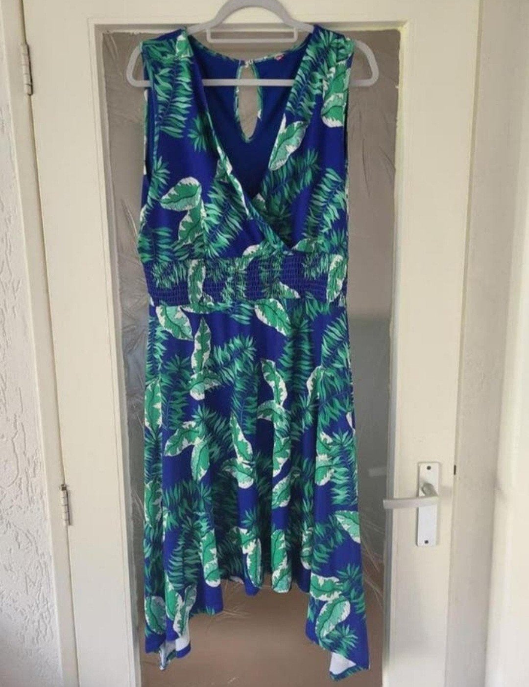 Leuke jurk blauw/ groen maat 44/46, Kleding | Dames, Ophalen of Verzenden, Zo goed als nieuw, Maat 42/44 (L), Blauw