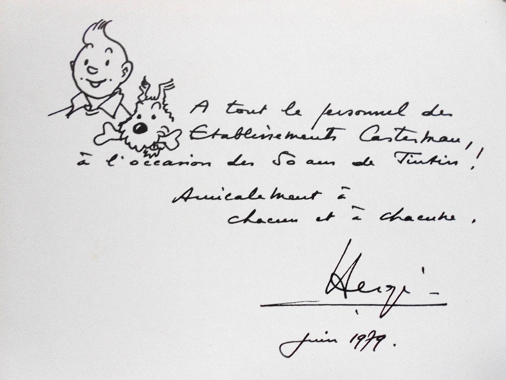 Kuifje - Le Musée Imaginaire de Tintin - dédicace Hergé 1979, Eén stripboek, Nieuw, Ophalen of Verzenden, Hergé