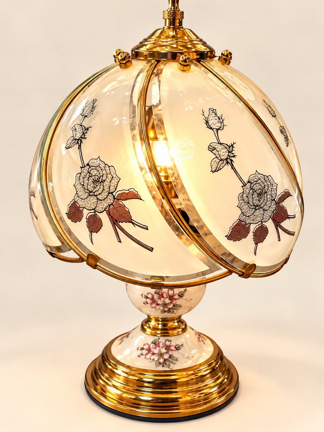 Vintage Hollywood Regency lampje, Art deco, Goud, Ophalen of Verzenden, Glas