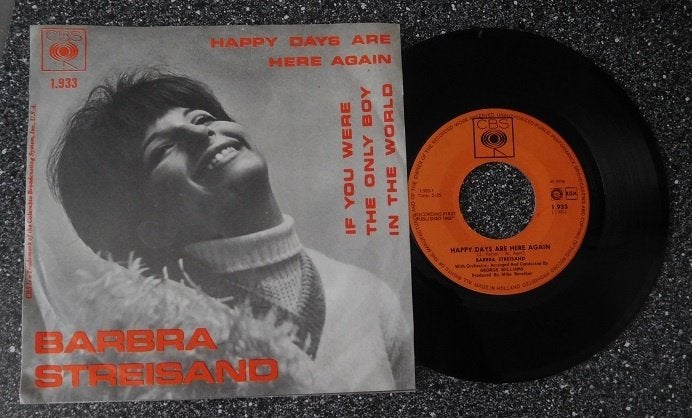 Barbra Streisand - happy days are here again (vanaf € 2,50), Ophalen of Verzenden, Zo goed als nieuw, 7 inch, Pop
