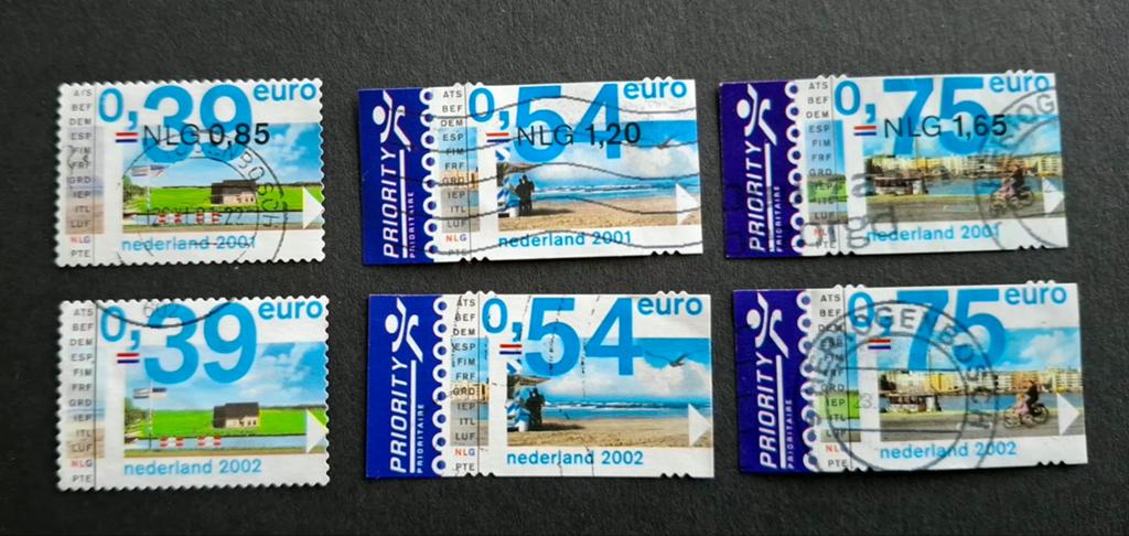 Nederland 2001 2002 nvph 1991-1993 Eurozegels, Postzegels en Munten, Postzegels | Nederland, Ophalen of Verzenden, Gestempeld
