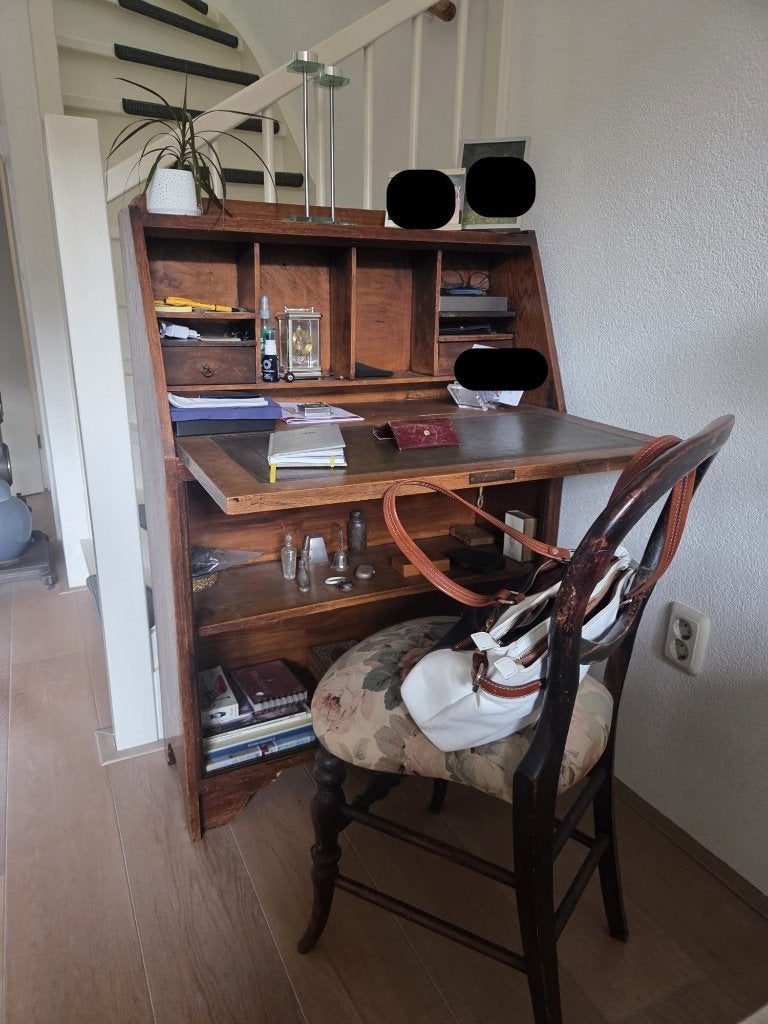 Vintage houten secretaire met, Ophalen, Zo goed als nieuw, Vintage hout