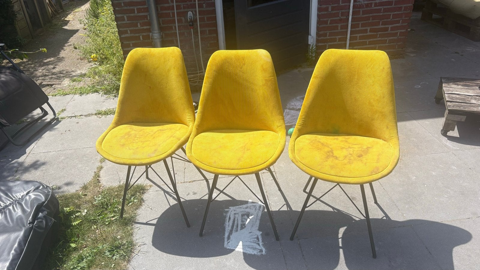 Set van 3 gele stoelen - Gebruikt, Ophalen, Gebruikt, Overige kleuren, Drie